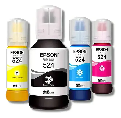 BOTELLA TINTA EPSON T524 70ML NEGRA, CYAN, MAGENTA Y AMARILLO