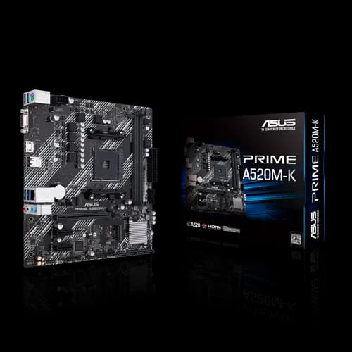 CAJA ATX GAMER CON 3 VENTILADORES-BOARD ASUS PRIME A520M-K – 16GB DDR4 -512GB SSD-LINUX + MON ASUS GAMER 24″ + TECLADO M