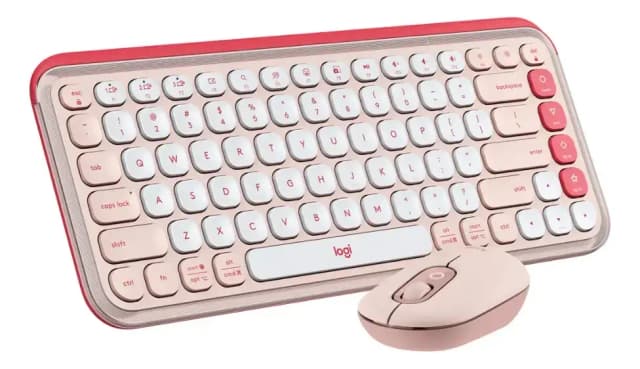 COMBO TECLADO Y MOUSE LOGITECH POP ICON – INALAMBRICO – BLUETOOTH – SILENCIOSO – TECLAS DE ACCION Y PERSONALIZABLES – ROSA Y BLANCO