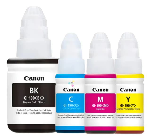 KIT DE TINTAS CANON 190 G2100 / G2111 / G3100 / G3111 / G4100 / G4111 NEGRA / CYAN / YELLOW / MAGENTA