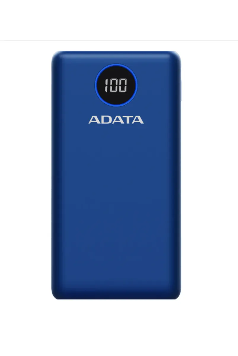 POWER BANK ADATA P20000QCD – CARGA RAPIDA – 20000MAH – 2 PUERTOS USB – 1 TIPO C – PANTALLA INDICADORA DE CARGA – AZUL