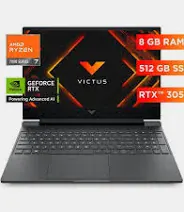 HP VICTUS 15-FB3019LA – AMD RYZEN 7 7445HS – 8GB DDR5 – 512GB SSD – PANT 15,6″ FHD – NO DVD – RJ45 – GEFORCE RTX 3050 6GB GDDR6 – FREEDOS – SILVER