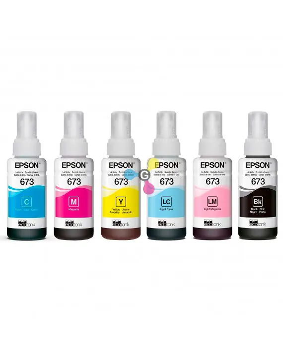 BOTELLA TINTA EPSON T673 L800 / L805 / L810 / L850 / L1800 70ML CYAN, MAGENTA, YELLOW, CYAN LIGTH, MAGENTA LIGTH