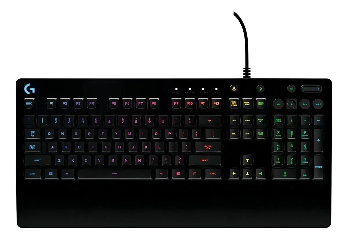TECLADO GAMING LOGITECH G213 PRODIGY - RGB LIGHTSYNC - NEGRO - USB - ALAMBRICO - RESISTENTE A SALPICADURAS - CON REPOSAMANOS