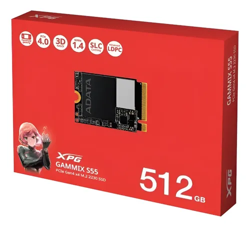 DISCO DE ESTADO SOLIDO XPG GAMMIX S55 - 512GB - M.2 PCI NVME 4X4 - 2230 - 5000MB/S - 3700MB/S