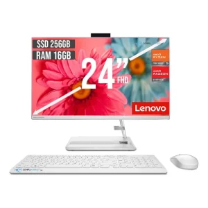 TODO EN UNO LENOVO 3 24ALC6 – AMD RYZEN 5 7430U – 16GB DDR4 – 512GB SSD – PANTALLA 23,8″ FHD – NO DVD – HDMI – RJ45 – FREEDOS – BLANCO – F0G1014BLD