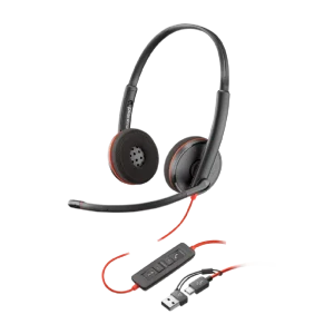 DIADEMA POLY BLACKWIRE 3220 – USB C – CON MICROFONO – PERMITE CONTROLAR EL VOLUMEN – 8X228A6