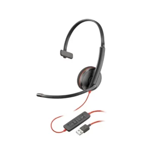 DIADEMA POLY BLACKWIRE 3210 MONOAURAL – USB C – CON MICROFONO – PERMITE CONTROLAR EL VOLUMEN – 8X214A6