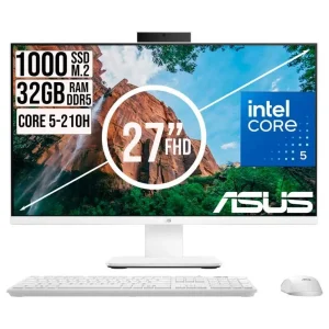 TODO EN UNO ASUS V470VAK-WPE2530 – INTEL CORE 5 210H – 16GB DDR5 – 512GB SSD – PANTALLA 27″ FHD – NO DVD – HDMI – RJ45 – FREEDOS – BLANCO