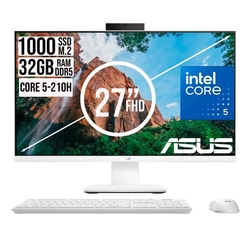 TODO EN UNO ASUS V470VAK-WPE2530 - INTEL CORE 5 210H - 16GB DDR5 - 512GB SSD - PANTALLA 27" FHD - NO DVD - HDMI - RJ45 - FREEDOS - BLANCO
