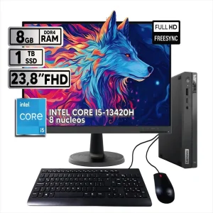 PC LENOVO TINY THINKCENTRE NEO 50Q GEN 4 – INTEL CORE I5 13420H – 8GB DDR4 – 256GB SSD – NO DVD – HDMI – RJ45 – FREEDOS + MONITOR 21,5 FHD S22-4E