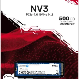 DISCO DE ESTADO SOLIDO KINGSTON NV3 500GB – M.2 PCI EXPRESS NVME GEN 4X4 – LECTURA 5.000 MB/S – ESCRITURA 3.000 MB/S