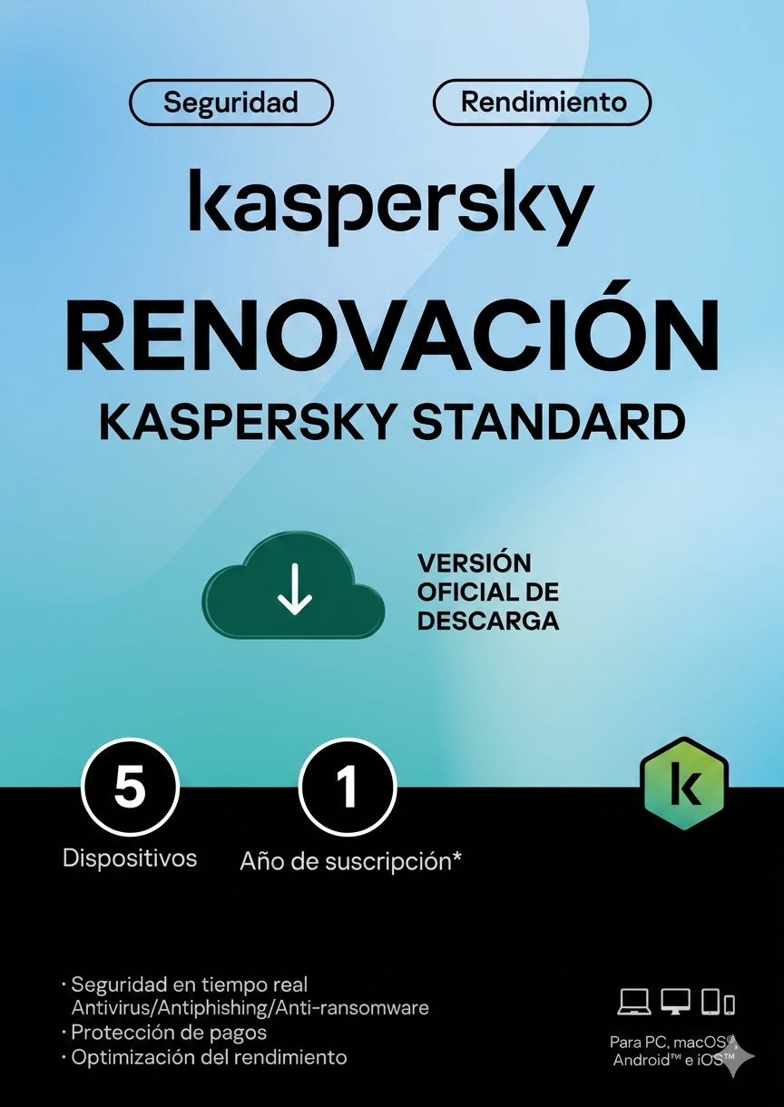RENOVACION LICENCIA KASPERSKY STANDAR 5 USUARIOS (12 MESES)
