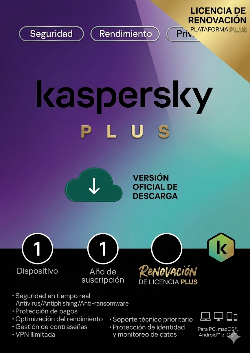 RENOVACION LICENCIA KASPERSKY PLUS 1 USUARIO (12 MESES)
