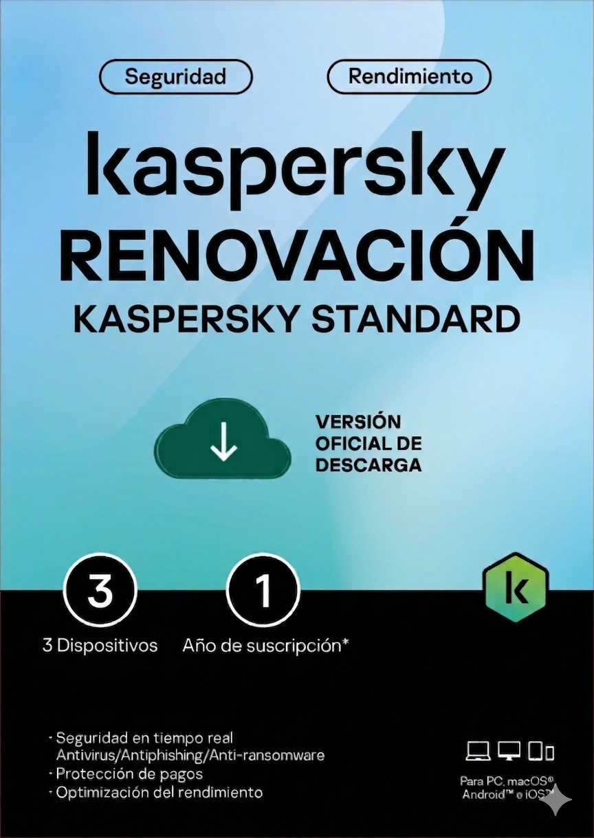 RENOVACION LICENCIA KASPERSKY STANDAR 3 USUARIOS (12 MESES)