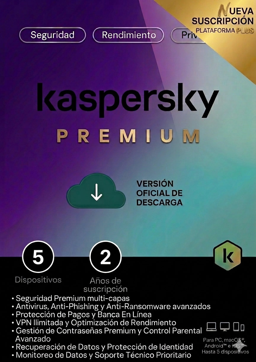 LICENCIA KASPERSKY PREMIUM 5 USUARIOS (24 MESES)
