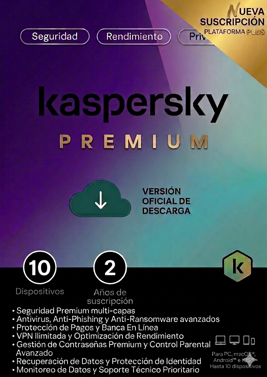 LICENCIA KASPERSKY PREMIUM 10 USUARIOS (24 MESES)