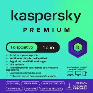 KASPERSKY PREMIUM MOBILE ANDROID – IOS – 1 DISPOSITIVO – 12 MESES